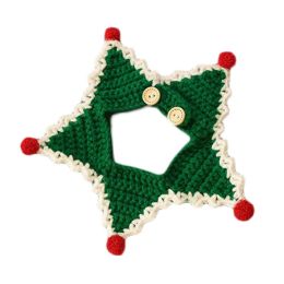 Green Pet Cat Handmade Knitted Collar Dog Rabbit Christmas Necklace Holiday Crochet Scarf Bib