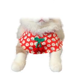 Small Dog Cat Cute Cherry Bibs Scarf Pet Bandana Neckerchief Accessories, Red