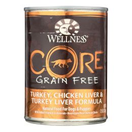 Wellness Pet Products Dog Food - Gain Free - Turkey and Chicken with Liver - Case of 12 - 12.5 oz.