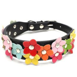 creative flower collar (Color: Black, size: Xs)