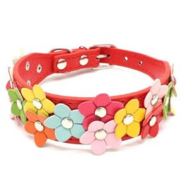 creative flower collar (Color: Red, size: S)