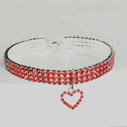 Cat Crystal Necklace Collar (Color: Red, size: M)