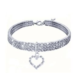 Cat Crystal Necklace Collar (Color: White, size: M)