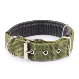 Simple Solid Color Dog Collar (Color: Army Green, size: M)