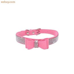 Leather Bow Dog Collar (Color: Color1, size: M)