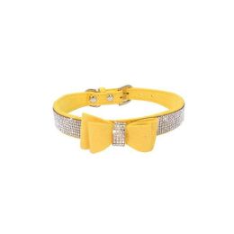 Leather Bow Dog Collar (Color: Color7, size: S)