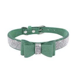 Leather Bow Dog Collar (Color: Color6, size: M)