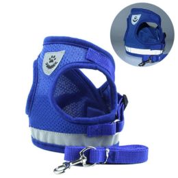 reflective cat harness and leash set (Color: Blue, size: Xs)