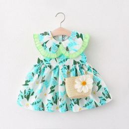 printed skirt doll collar Dresses (Color: Light Green, size: 90Cm)