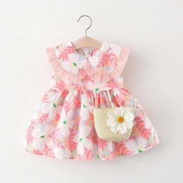 printed skirt doll collar Dresses (Color: Pink, size: 90Cm)