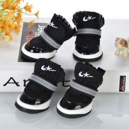 Wholesale pet dog shoes soft bottom reflective breathable sneakers (Color: Black, size: Number 3)