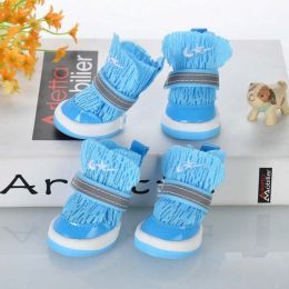 Wholesale pet dog shoes soft bottom reflective breathable sneakers (Color: Blue, size: Number 5)