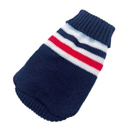 Christmas cat and dog sweaters (Color: Blue Stripe, size: M Within 1-1.5Kg)