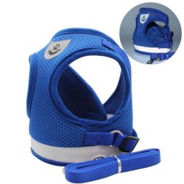 Leash Set Reflective Cat Strap (Color: Blue, size: Xl)