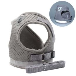 Leash Set Reflective Cat Strap (Color: Gray, size: L)