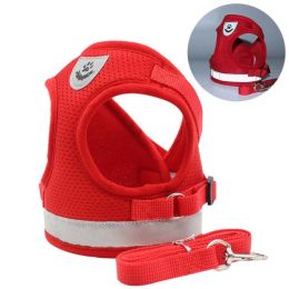 Leash Set Reflective Cat Strap (Color: Red, size: Xs)
