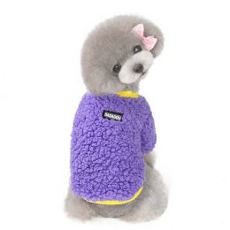 cat and dog clothes autumn and winter warm and fleece (Color: Purple, size: Xxl)