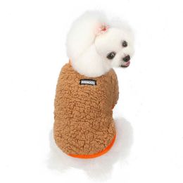 cat and dog clothes autumn and winter warm and fleece (Color: Brown, size: M)