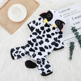 Cartoon Animal Plush Dog Onesie (Color: Cow, size: S)