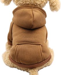Winter Dog Hoodie Sweatshirts with Pockets Warm Dog Clothes for Small Dogs Coat Clothing Puppy Cat Custume (Color: Coffee, size: small)