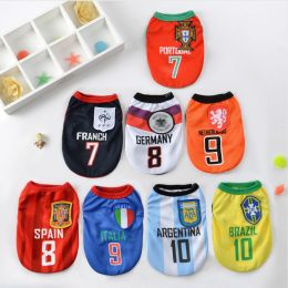 Pet clothes Large, medium and small dogs Golden haired cats World Cup basketball clothes Football vest Dog clothes (Color: No.7 Tibetan Youth, France, size: S)
