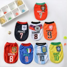 Pet clothes Large, medium and small dogs Golden haired cats World Cup basketball clothes Football vest Dog clothes (Color: Red Brown No. 23 Cavaliers, size: L)