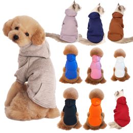 Autumn and winter seasonal pet clothes, solid color, hooded, pet clothes, Teddy clothes, plush dog clothes (Color: Orange, size: M)