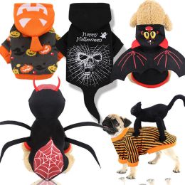 Halloween pet cloth Christmas uniforms, funny pets, dogs, cats, clothes, autumn and winter pumpkins, costume, two feet (Color: Black Reticulated Skeleton, size: Xl)