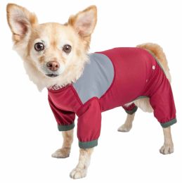 Dog Helios 'Tail Runner' Lightweight 4-Way-Stretch Breathable Full Bodied Performance Dog Track Suit (Color: Red, size: large)