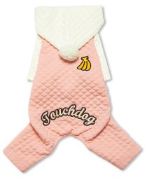 Touchdog Fashion Designer Full Body Quilted Pet Dog Hooded Sweater (Color: Pink/White, size: large)