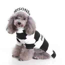 Pet Life Striped Retro Inmate Prisoner Pet Dog Costume Uniform (Color: Black / White, size: small)