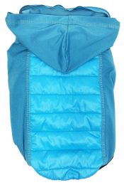 Pet Life 'Apex' Lightweight Hybrid 4-Season Stretch and Quick-Dry Dog Coat w/ Pop out Hood (Color: Blue, size: medium)